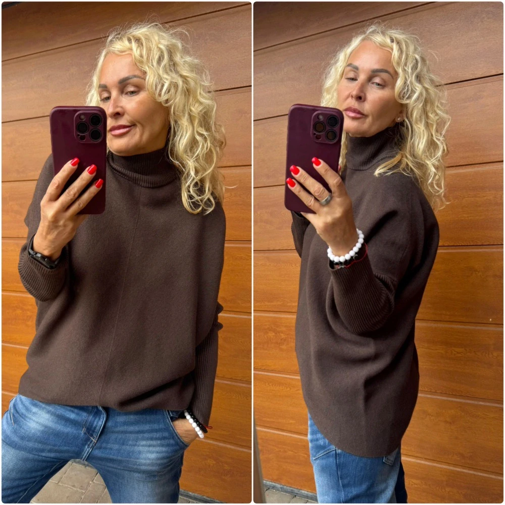 SVETR OVERSIZE LUX ČOKOHNĚDÝ