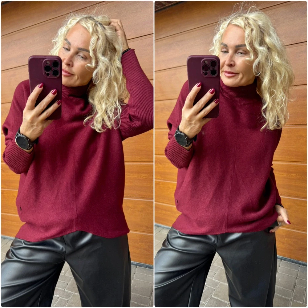SVETR OVERSIZE LUX VÍNOVÝ