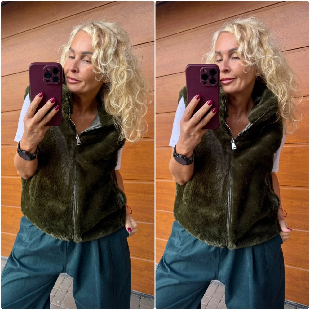 KOŽÍŠKOVÁ VESTA KHAKI PODŠITÁ
