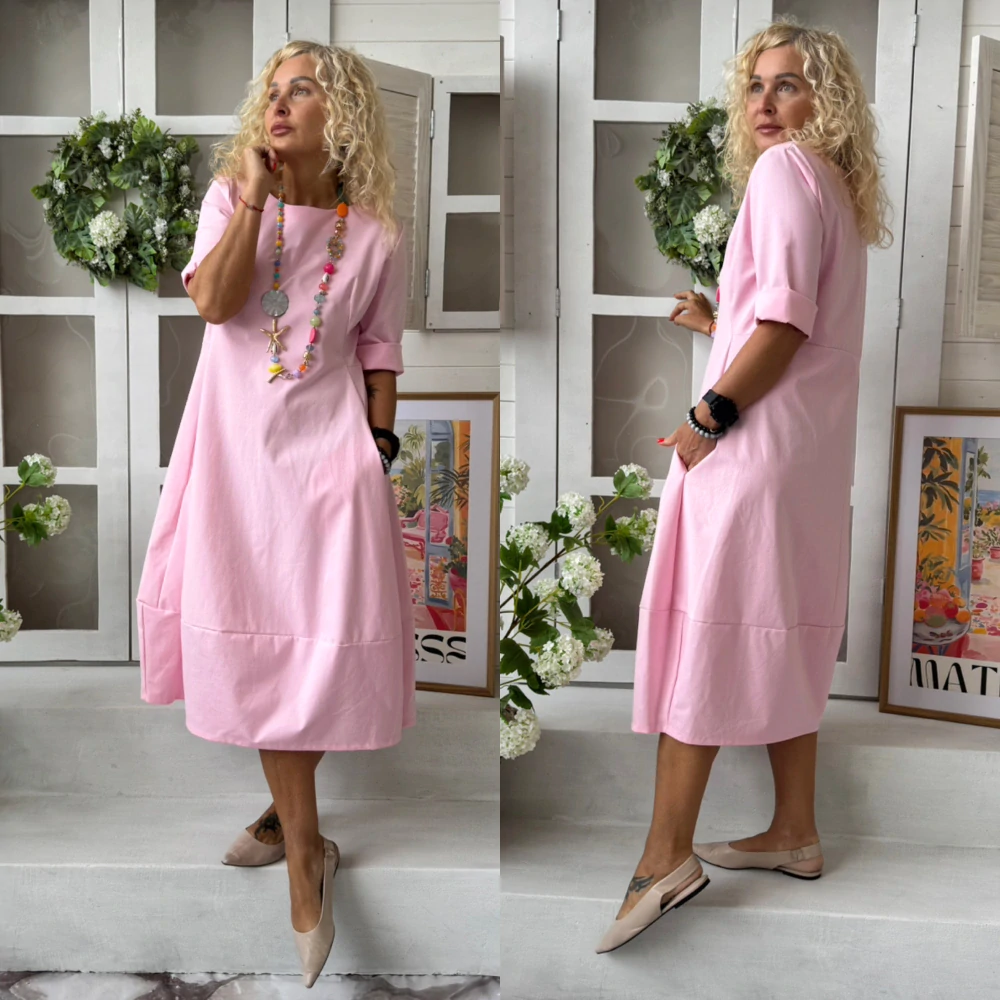 BAVLNĚNÉ ŠATY KLASIK BABY PINK