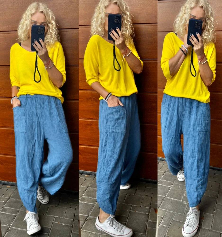 MUŠELÍNOVÉ BAGGY JANA denim MODRÉ