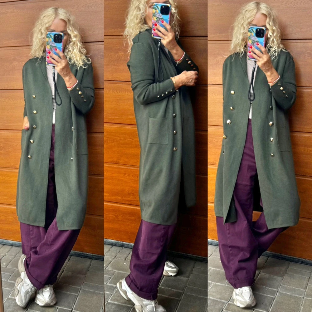 PLETENÝ CARDIGAN PRODLOUŽENÝ KHAKI
