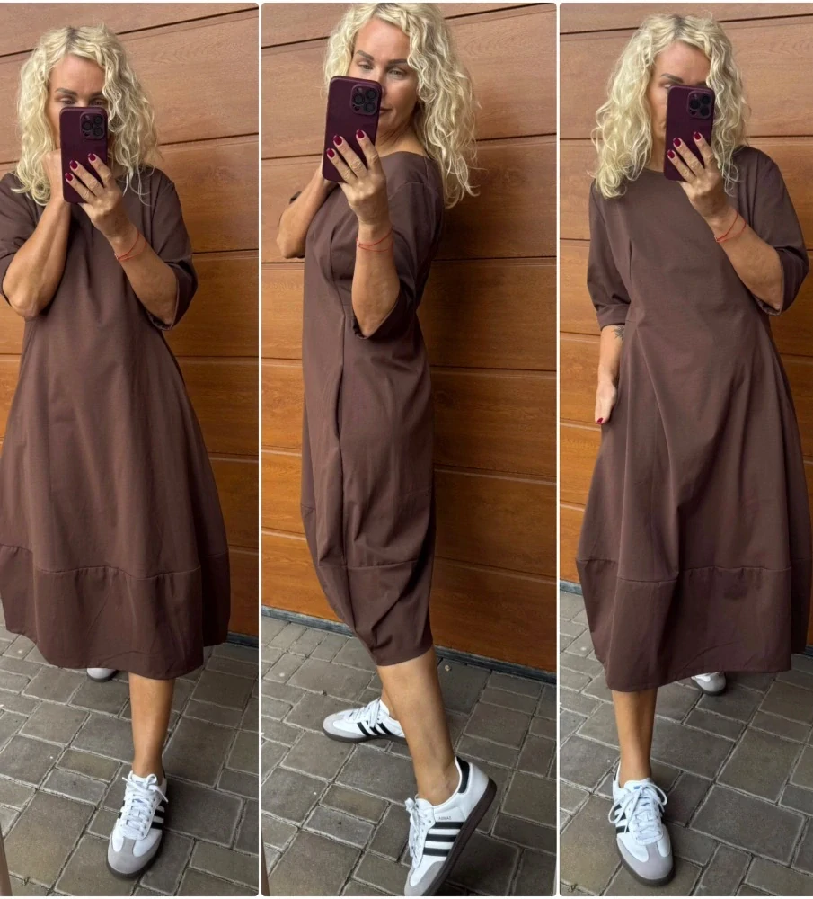 BAVLNĚNÉ ŠATY KLASIK M/L - čoko