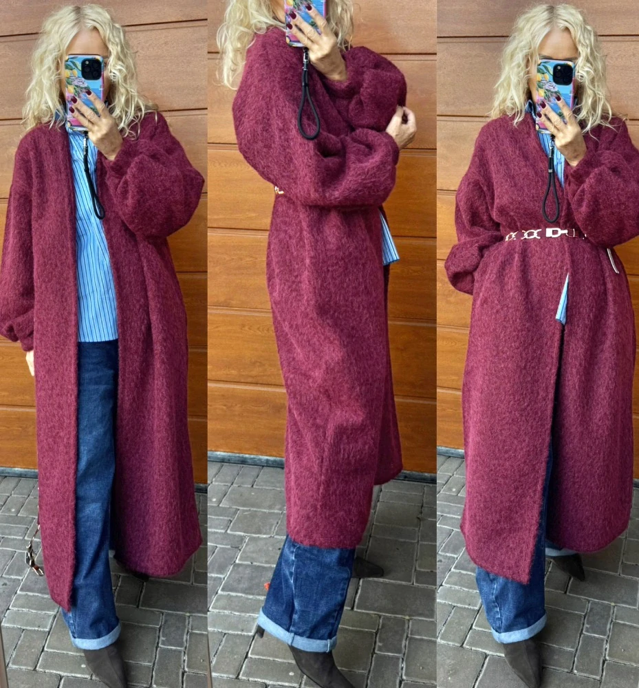 ŠUP OVERSIZE KABÁT - vínový