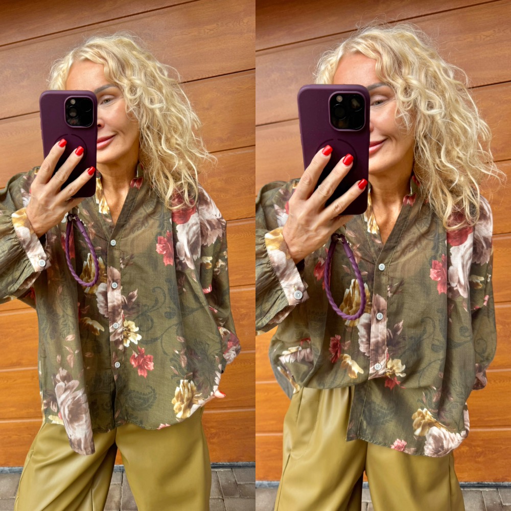 HALENKA TOP KVĚT KHAKI