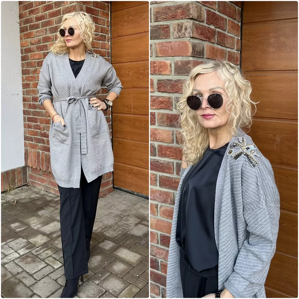 PLETENÝ CARDIGAN LUX LARA ŠEDÝ