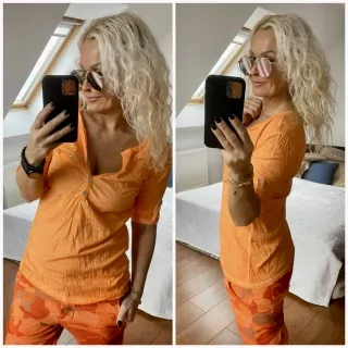 Triko s knoflíčkem ORANŽ
