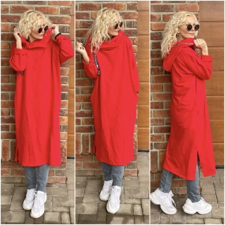 BAVLNĚNÉ ŠATY MAXI SE ZIPEM ČERVENÉ 