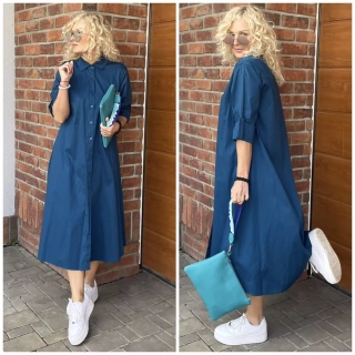 KOŠILOVÉ ŠATY LUX PETROLEJ 