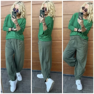 BAVLNĚNÉ  BAGGY  JANA OVERSIZE KHAKI 
