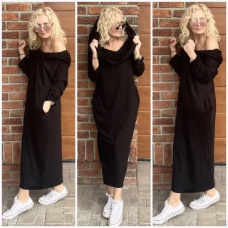 BAVLNĚNÉ MAXI ŠATY ČERNÉ