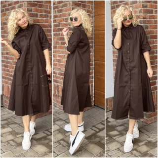 KOŠILOVÉ ŠATY LUX ČOKOHNĚDÉ