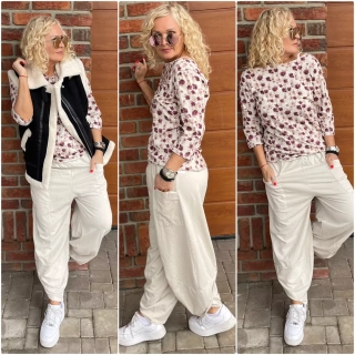 BAVLNĚNÉ  BAGGY  JANA OVERSIZE BÉŽOVÉ 