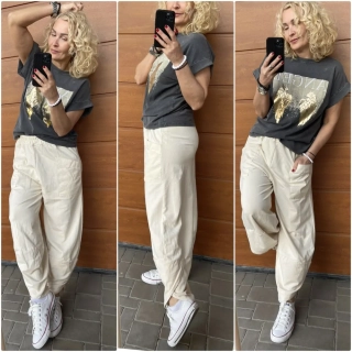 BAVLNĚNÉ  BAGGY OVERSIZE BÉŽOVÉ 
