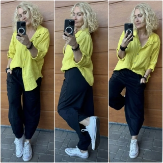 BAVLNĚNÉ  BAGGY JANA  OVERSIZE ČERNÉ