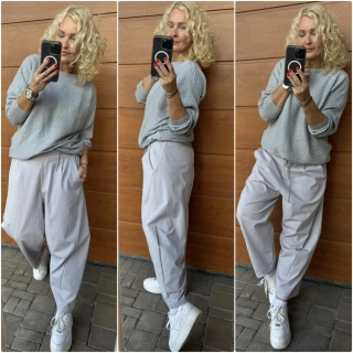 BAVLNĚNÉ KALHOTOVÉ BAGGY SVĚTLE ŠEDÉ 