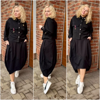 STYLOVÁ BAVLNĚNÁ SUKNĚ ČERNÁ 