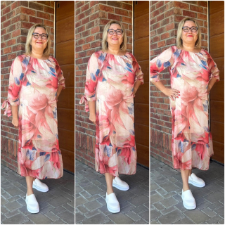 ŠATY MAXI KVĚT KORÁL