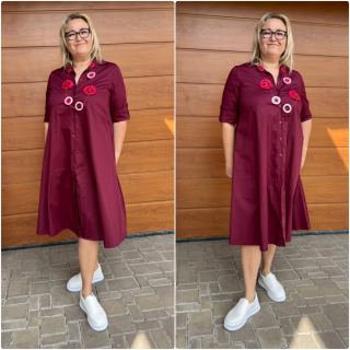 KOŠILOVÉ ŠATY LUX BURGUNDSKÁ 