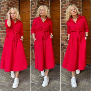 KOŠILOVÉ ŠATY LUX  ČERVENÉ JULIE