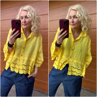 ŽLUTÁ LNĚNÁ KOŠILE 