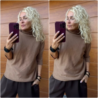 PLETENÝ SVETR CAMEL  LUX 