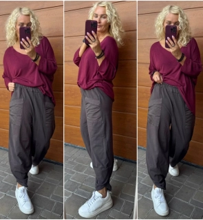 BAVLNĚNÉ  BAGGY JANA OVERSIZE ČOKOHNĚDÉ