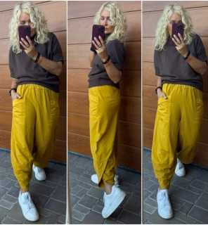 BAVLNĚNÉ  BAGGY JANA OVERSIZE HOŘČICE