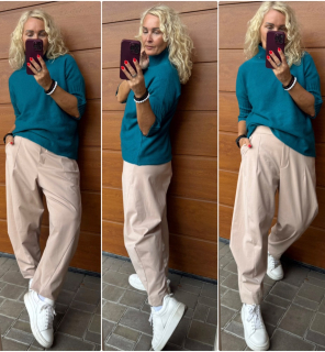 BAVLNĚNÉ KALHOTOVÉ BAGGY BÉŽOVÉ  VILMA