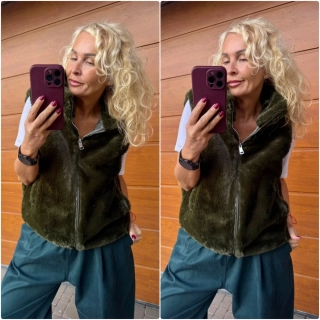 KOŽÍŠKOVÁ VESTA KHAKI PODŠITÁ