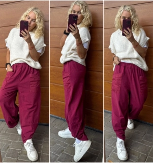 BAVLNĚNÉ  BAGGY JANA OVERSIZE VÍNOVÉ 