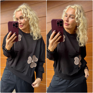 LUX MIKINA ČERNÁ  KVĚT 