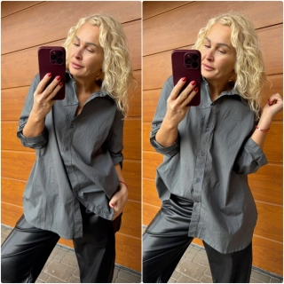 KOŠILE SIMPLE ANTRACIT ŠEDÁ  OVERSIZE