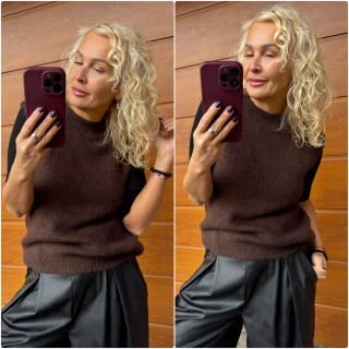 PLETENÁ VESTA LUX ČOKOHNĚDÁ