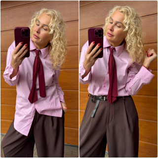 LUX KOŠILE S VÁZANOU RŮŽOVÁ
