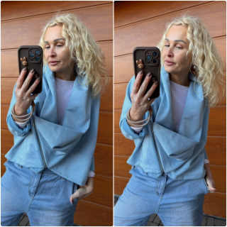 SEMIŠOVÝ KABÁTEK MODRÝ 