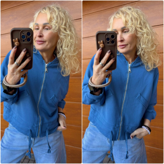 BAVLNĚNÁ BUNDA MODRÁ