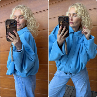 PODŠITÁ SEMIŠOVÁ BUNDA MODRÁ