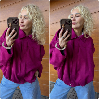 PODŠITÁ SEMIŠOVÁ BUNDA TMAVŠÍ LILA