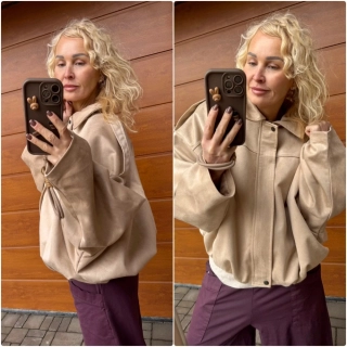 PODŠITÁ SEMIŠOVÁ BUNDA SVĚTLE  BÉŽOVÁ