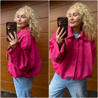 PODŠITÁ SEMIŠOVÁ BUNDA FUCHSIE 