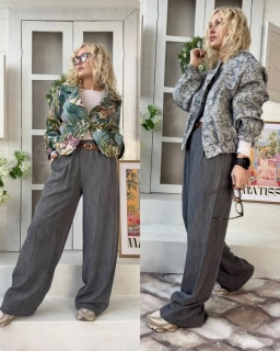 KALHOTY ŠEDÉ S PÁSKEM LUX