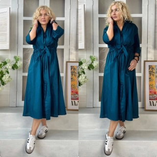 KOŠILOVÉ ŠATY LUX JULIE PETROLEJ