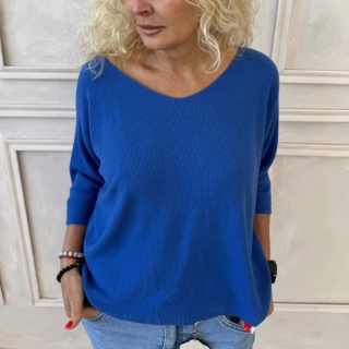 BAVLNĚNÝ SVETR -TOP KRÁLOVSKÝ MODRÝ