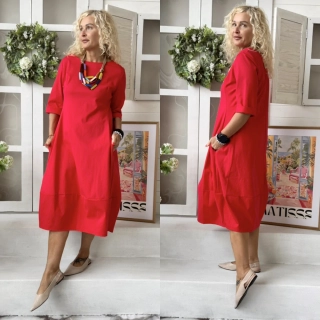 BAVLNĚNÉ  ŠATY KLASIK ČERVENÉ 