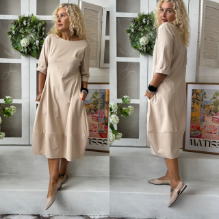 BAVLNĚNÉ  ŠATY KLASIK BÉŽOVÉ