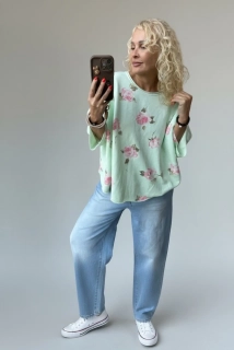 BAVLNĚNÁ MIKINA KVĚT MINT