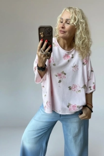 BAVLNĚNÁ MIKINA KVĚT SVĚTLÁ  PUDR