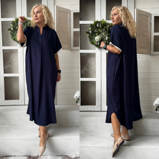ŠATY MAXI - TMAVĚ MODRÉ 