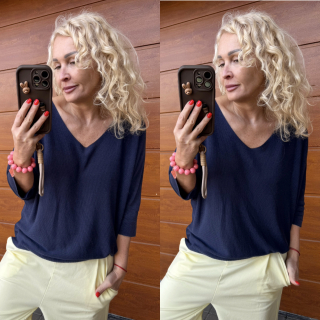 BAVLNĚNÝ SVETR -TMAVĚ MODRÝ 